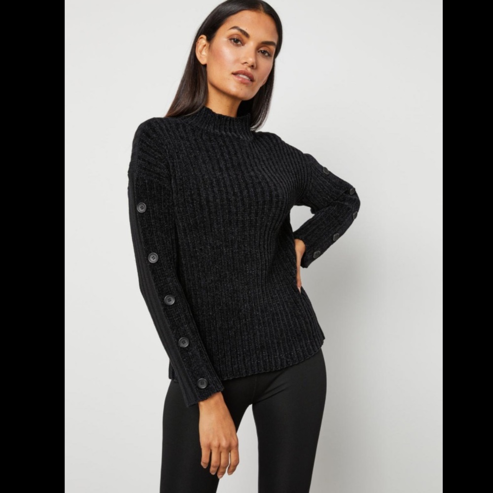 NWT BCBG ribbed button sleeve sweater